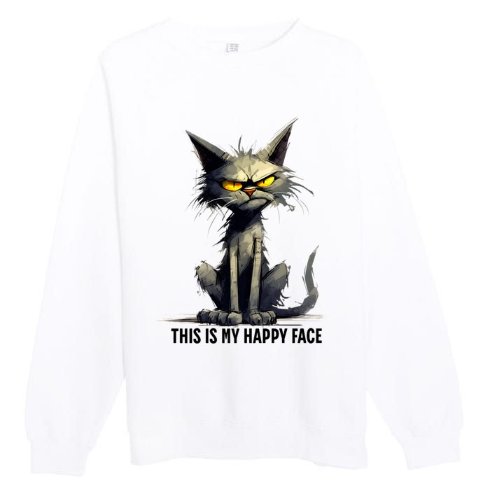 This Is My Happy Face Cat Funny Premium Crewneck Sweatshirt