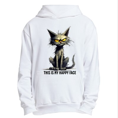 This Is My Happy Face Cat Funny Urban Pullover Hoodie