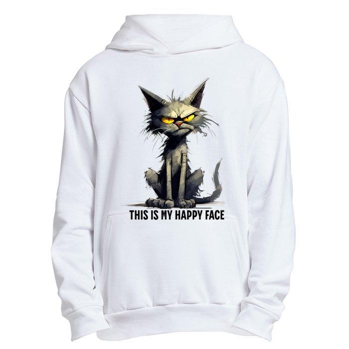 This Is My Happy Face Cat Funny Urban Pullover Hoodie