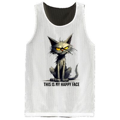 This Is My Happy Face Cat Funny Mesh Reversible Basketball Jersey Tank