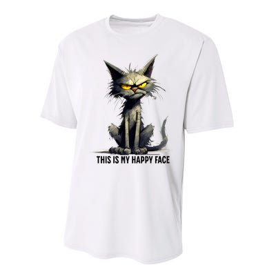 This Is My Happy Face Cat Funny Performance Sprint T-Shirt