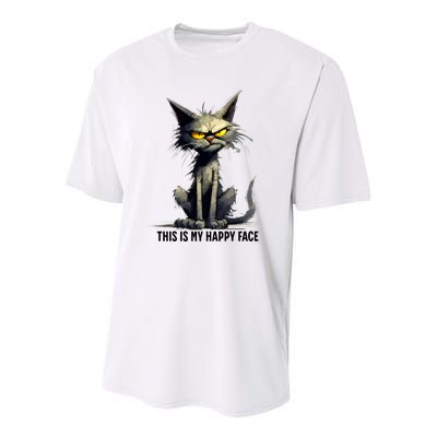 This Is My Happy Face Cat Funny Youth Performance Sprint T-Shirt