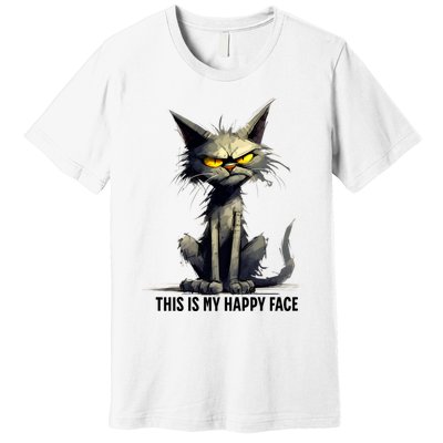 This Is My Happy Face Cat Funny Premium T-Shirt