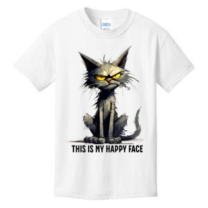 This Is My Happy Face Cat Funny Kids T-Shirt