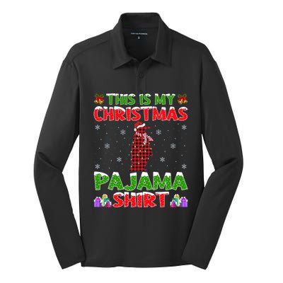 This Is My Christmas Pajamas Buffalo Plaid Penguin Christmas Gift Silk Touch Performance Long Sleeve Polo