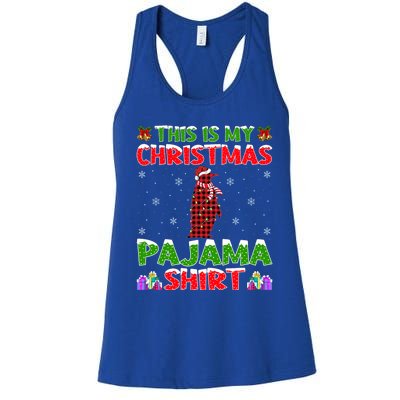 This Is My Christmas Pajamas Buffalo Plaid Penguin Christmas Gift Women's Racerback Tank