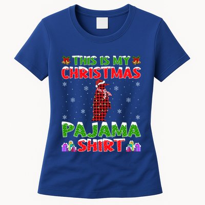 This Is My Christmas Pajamas Buffalo Plaid Penguin Christmas Gift Womens T-Shirt