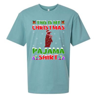 This Is My Christmas Pajamas Buffalo Plaid Penguin Christmas Gift Sueded Cloud Jersey T-Shirt