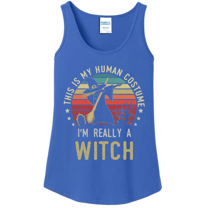 This Is My Hu Costume IM Really A Witch Retro Vintage Gift Ladies Essential Tank