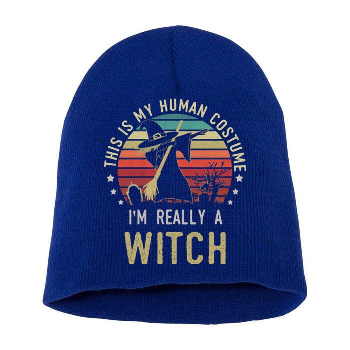 This Is My Hu Costume IM Really A Witch Retro Vintage Gift Short Acrylic Beanie