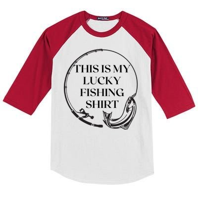 This Is My Lucky Fishing Shirt Kids Colorblock Raglan Jersey