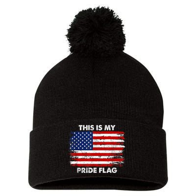 This Is My Pride Flag USA American Pom Pom 12in Knit Beanie
