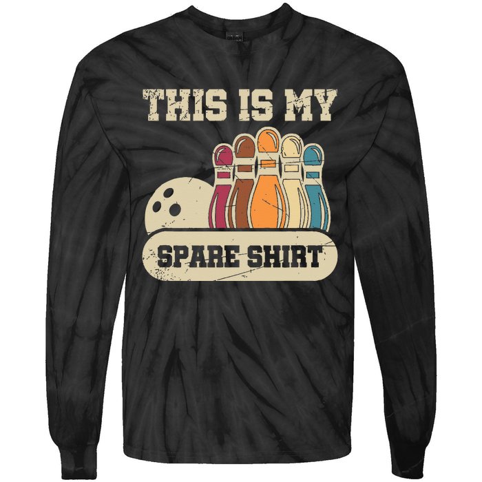 This Is My Spare Bowling Alley Gutter Pins Bowling Tie-Dye Long Sleeve Shirt