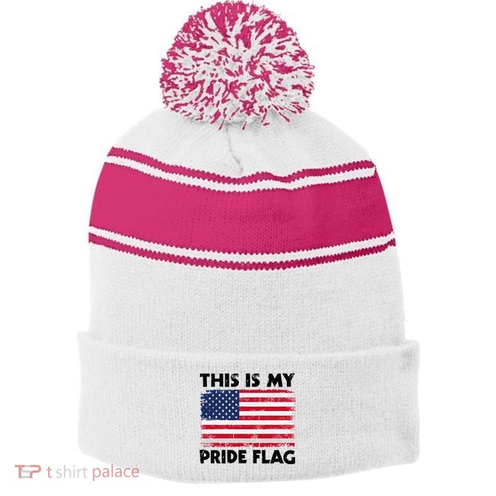 This Is My Pride Flag Stripe Pom Pom Beanie