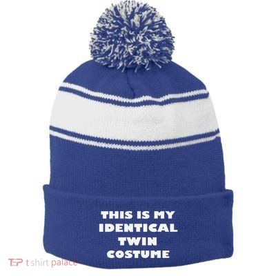 This Is My Identical Twin Costume Funny Halloween Costume Stripe Pom Pom Beanie