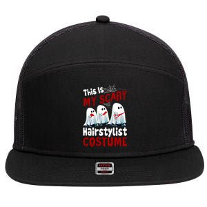 This Is My Scary Hairstylist Costume Funny Halloween Ghosts 7 Panel Mesh Trucker Snapback Hat