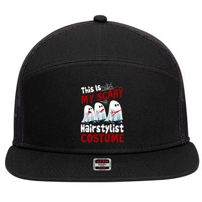 This Is My Scary Hairstylist Costume Funny Halloween Ghosts 7 Panel Mesh Trucker Snapback Hat