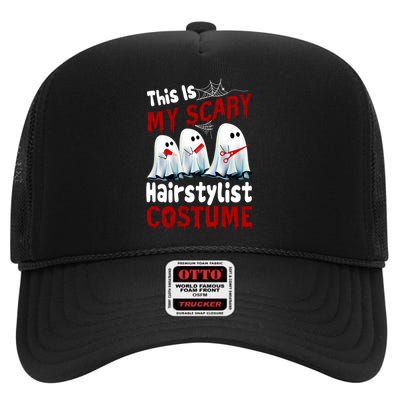 This Is My Scary Hairstylist Costume Funny Halloween Ghosts High Crown Mesh Back Trucker Hat