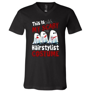 This Is My Scary Hairstylist Costume Funny Halloween Ghosts V-Neck T-Shirt