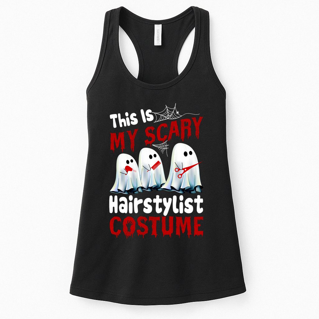 This Is My Scary Hairstylist Costume Funny Halloween Ghosts Womens Tank Top