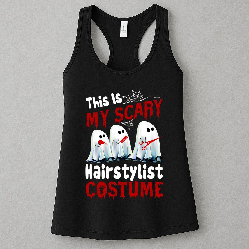This Is My Scary Hairstylist Costume Funny Halloween Ghosts Womens Tank Top