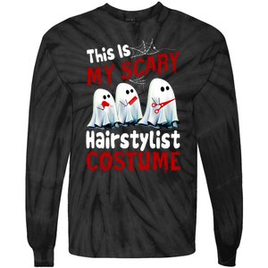 This Is My Scary Hairstylist Costume Funny Halloween Ghosts Tie-Dye Long Sleeve Shirt