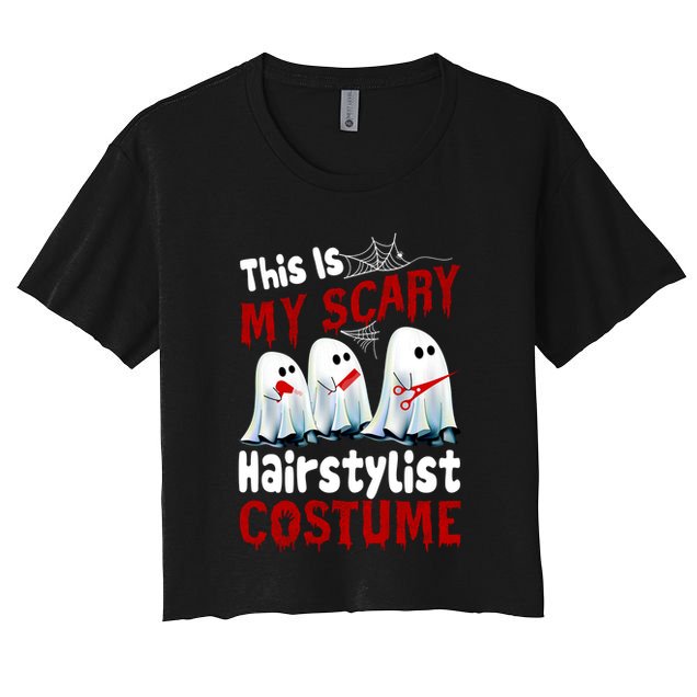 This Is My Scary Hairstylist Costume Funny Halloween Ghosts Crop Top