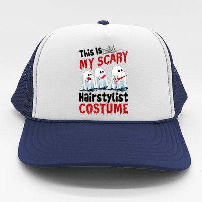 This Is My Scary Hairstylist Costume Funny Halloween Ghosts Trucker Hat