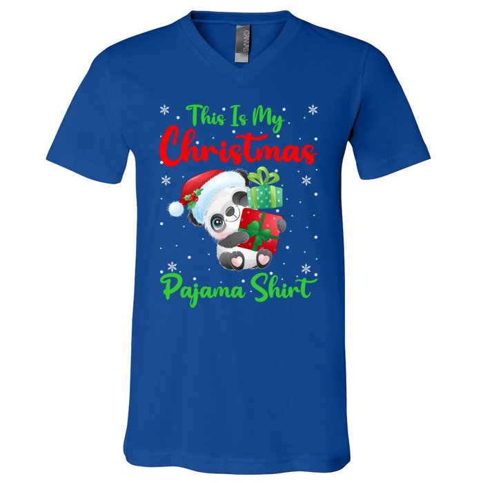 This Is My Christmas Pajamas Xmas Decoration Panda Christmas Great Gift V-Neck T-Shirt