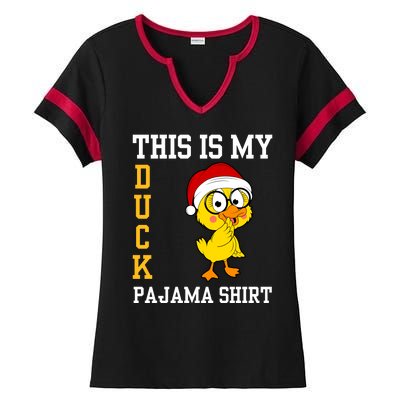 This Is My Duck Pajama Rubber Ducks Slumber Pajamas Party Ladies Halftime Notch Neck Tee