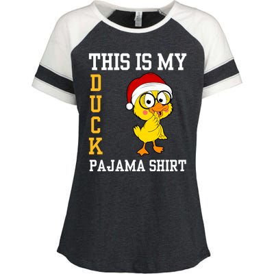 This Is My Duck Pajama Rubber Ducks Slumber Pajamas Party Enza Ladies Jersey Colorblock Tee