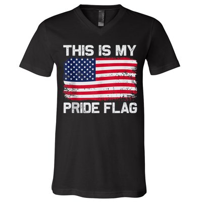 This Is My Pride Flag USA American V-Neck T-Shirt