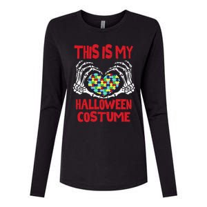 This Is My Halloween Costume Skeleton Hands Autism Awareness Womens Cotton Relaxed Long Sleeve T-Shirt