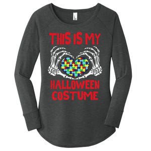 This Is My Halloween Costume Skeleton Hands Autism Awareness Women's Perfect Tri Tunic Long Sleeve Shirt