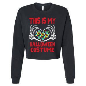 This Is My Halloween Costume Skeleton Hands Autism Awareness Cropped Pullover Crew