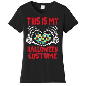 This Is My Halloween Costume Skeleton Hands Autism Awareness Women's T-Shirt