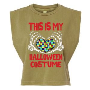 This Is My Halloween Costume Skeleton Hands Autism Awareness Garment-Dyed Women's Muscle Tee