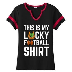 This Is My Lucky Football Gift Sport Game St Patrick's Day Gift Ladies Halftime Notch Neck Tee