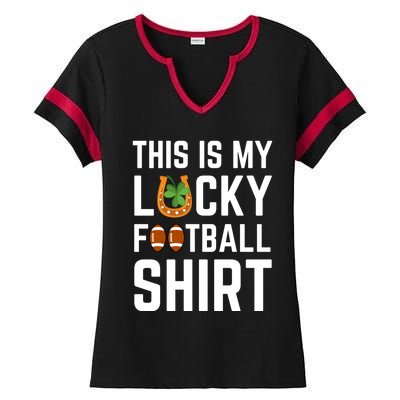 This Is My Lucky Football Gift Sport Game St Patrick's Day Gift Ladies Halftime Notch Neck Tee