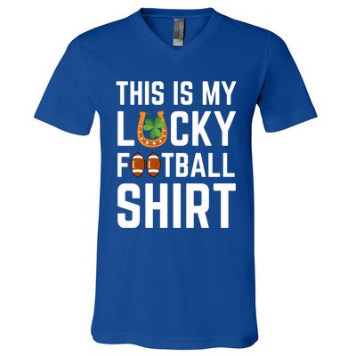 This Is My Lucky Football Gift Sport Game St Patrick's Day Gift V-Neck T-Shirt