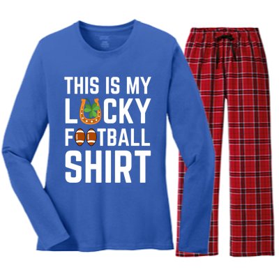 This Is My Lucky Football Gift Sport Game St Patrick's Day Gift Women's Long Sleeve Flannel Pajama Set 