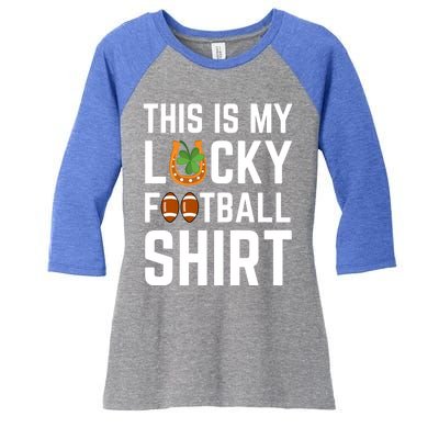 This Is My Lucky Football Gift Sport Game St Patrick's Day Gift Women's Tri-Blend 3/4-Sleeve Raglan Shirt