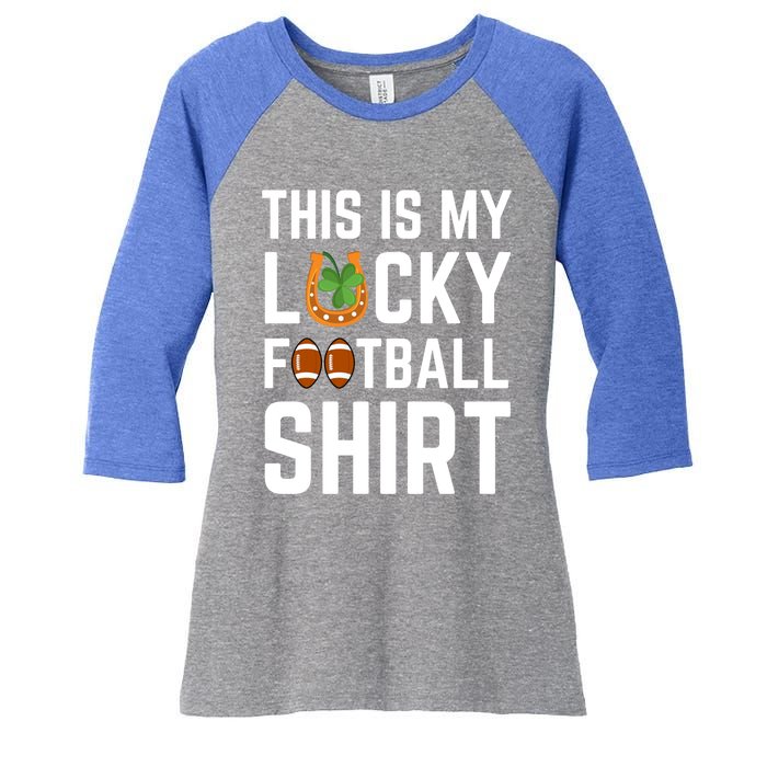 This Is My Lucky Football Gift Sport Game St Patrick's Day Gift Women's Tri-Blend 3/4-Sleeve Raglan Shirt