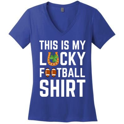 This Is My Lucky Football Gift Sport Game St Patrick's Day Gift Women's V-Neck T-Shirt