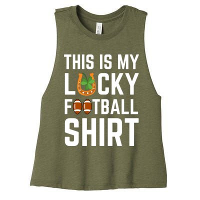 This Is My Lucky Football Gift Sport Game St Patrick's Day Gift Women's Racerback Cropped Tank