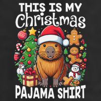 This Is My Christmas Pajama Funny Capybara Xmas Pjs 7 Panel Mesh Trucker Snapback Hat