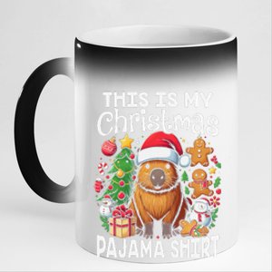 This Is My Christmas Pajama Funny Capybara Xmas Pjs 11oz Black Color Changing Mug