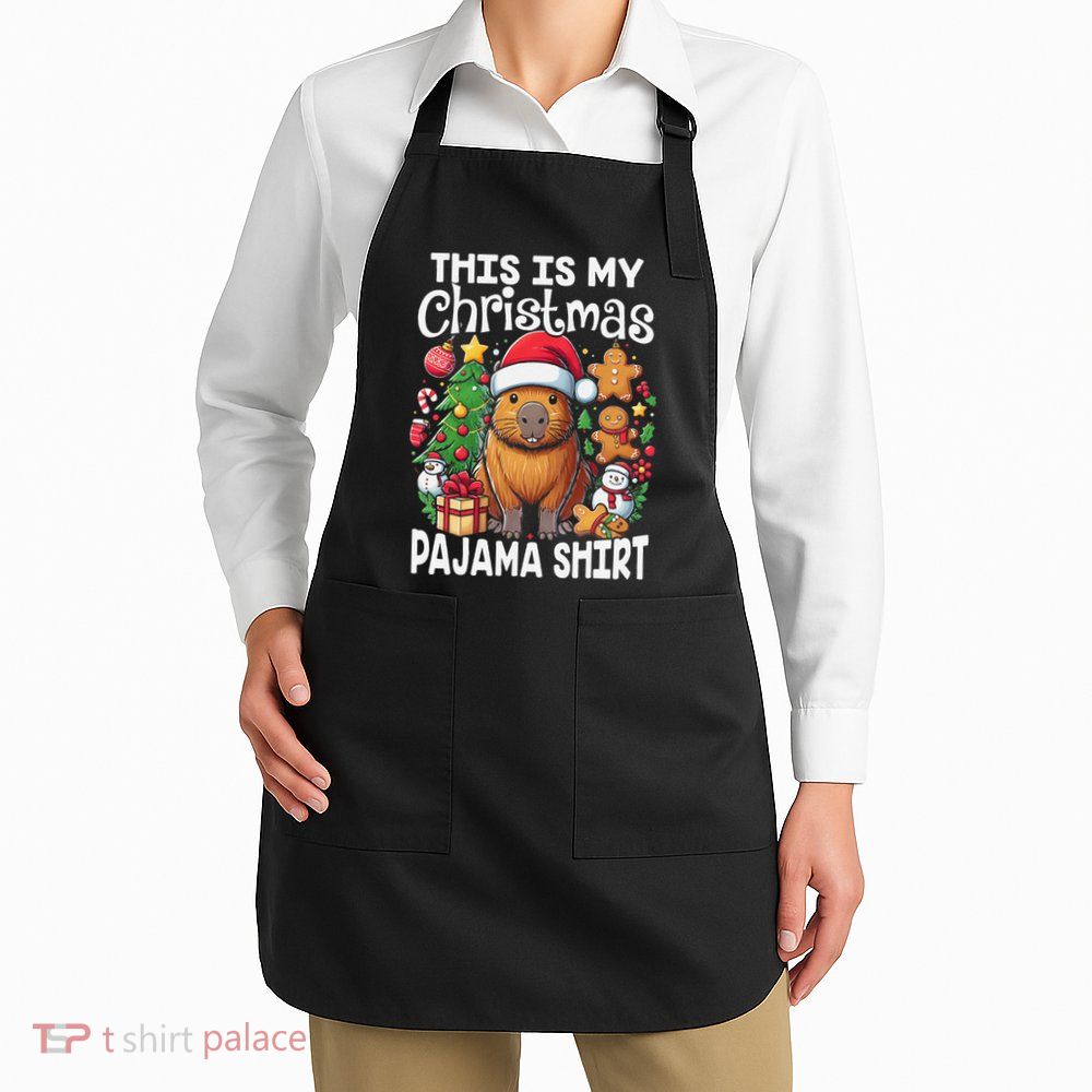 This Is My Christmas Pajama Funny Capybara Xmas Pjs Apron