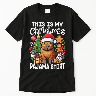 This Is My Christmas Pajama Funny Capybara Xmas Pjs Tall T-Shirt