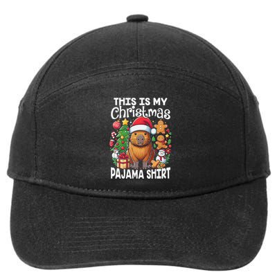 This Is My Christmas Pajama Funny Capybara Xmas Pjs 7-Panel Snapback Hat